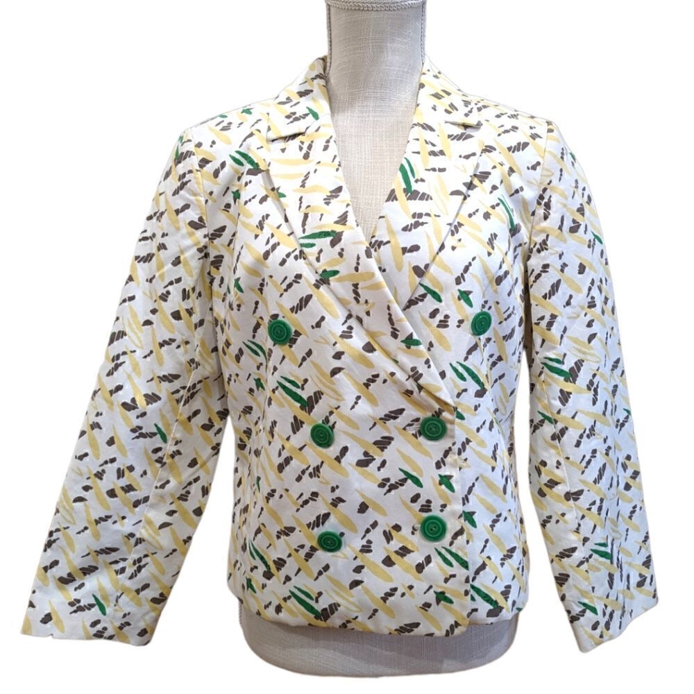 paperdenim&cloth Women's Printed Jacket Cotton Double Breased Jacket Size 3 S/M